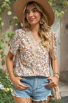 Floral V-Neck Short Sleeve T-Shirt Women's T-Shirts - Tophatter Daily Deals