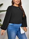 Plus Size Round Neck Puff Sleeve Blouse Blouses - Tophatter Daily Deals