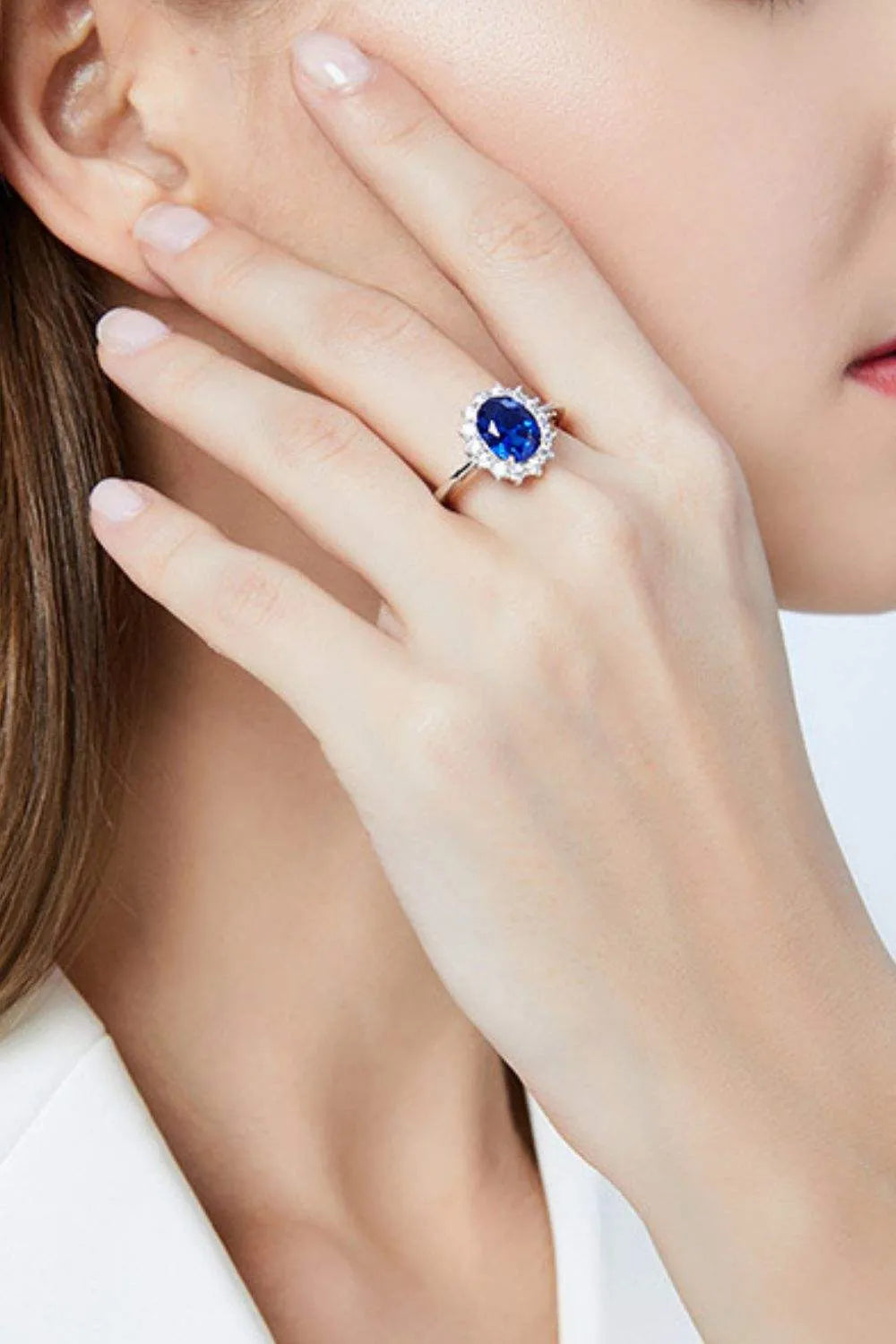 Synthetic Sapphire 925 Sterling Silver Ring Rings - Tophatter Daily Deals