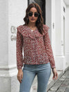 Printed Statement Collar Long Sleeve Blouse Blouses - Tophatter Daily Deals