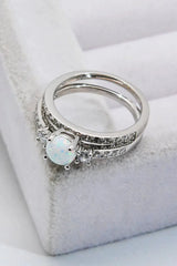 925 Sterling Silver Opal Split Shank Ring Opal - Tophatter Daily Deals