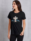 HE IS RISEN Round Neck Short Sleeve T-Shirt Black Women's T-Shirts - Tophatter Daily Deals