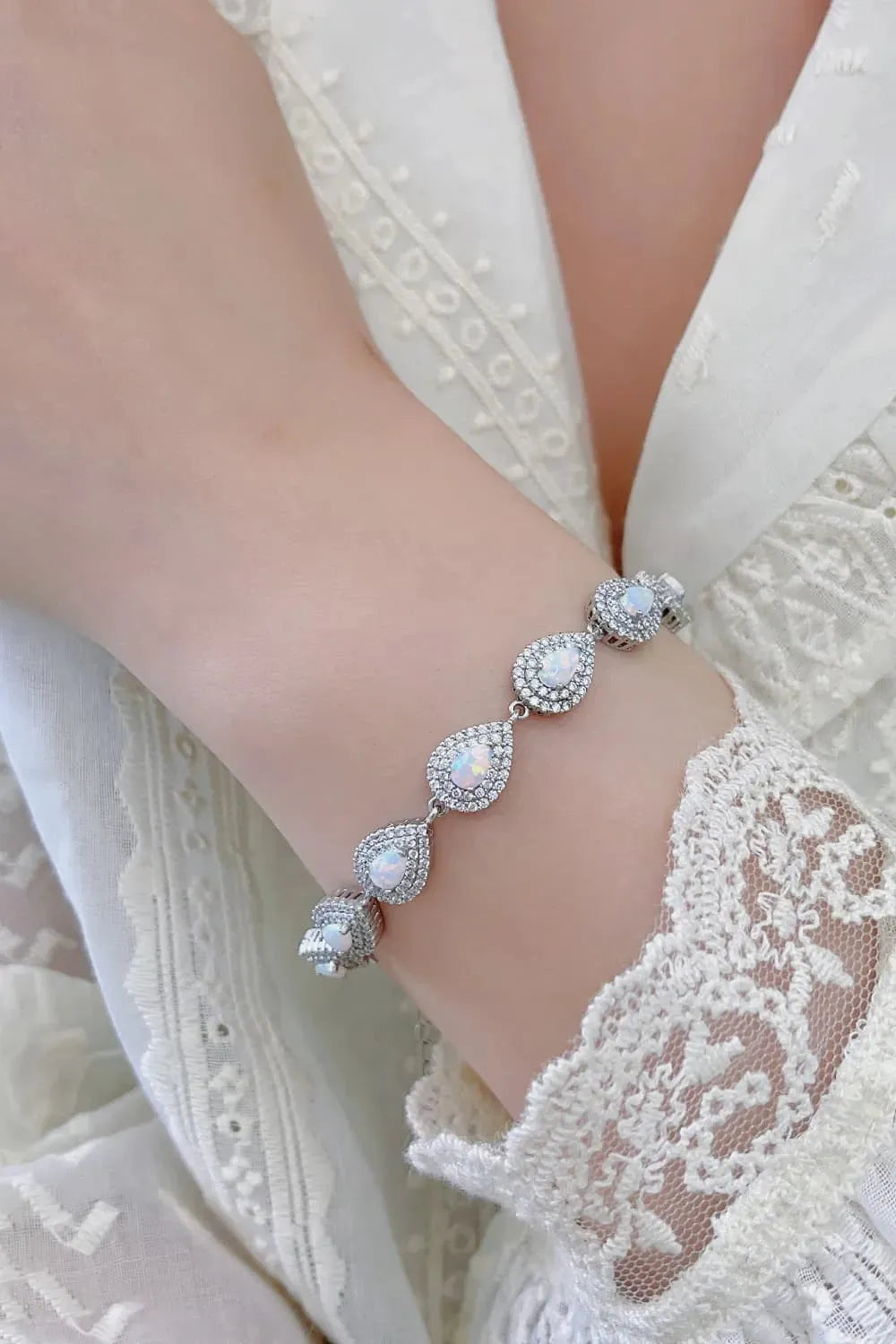 925 Sterling Silver Opal Bracelet Opal - Tophatter Daily Deals