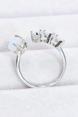 Natural Moonstone and Zircon Heart Open Ring Moonstone - Tophatter Daily Deals