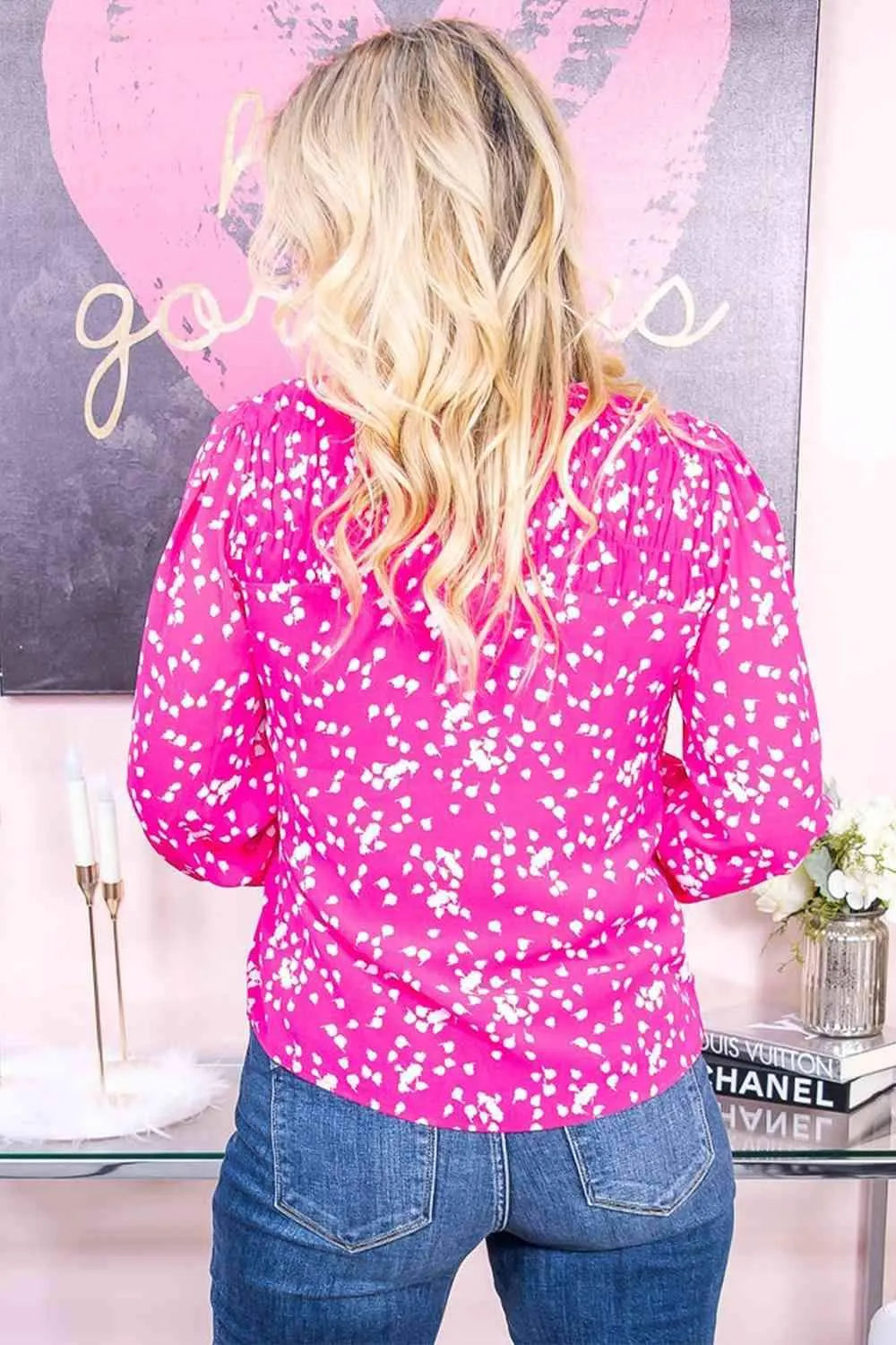 Plus Size Notched Neck Smocked Blouse Blouses - Tophatter Daily Deals