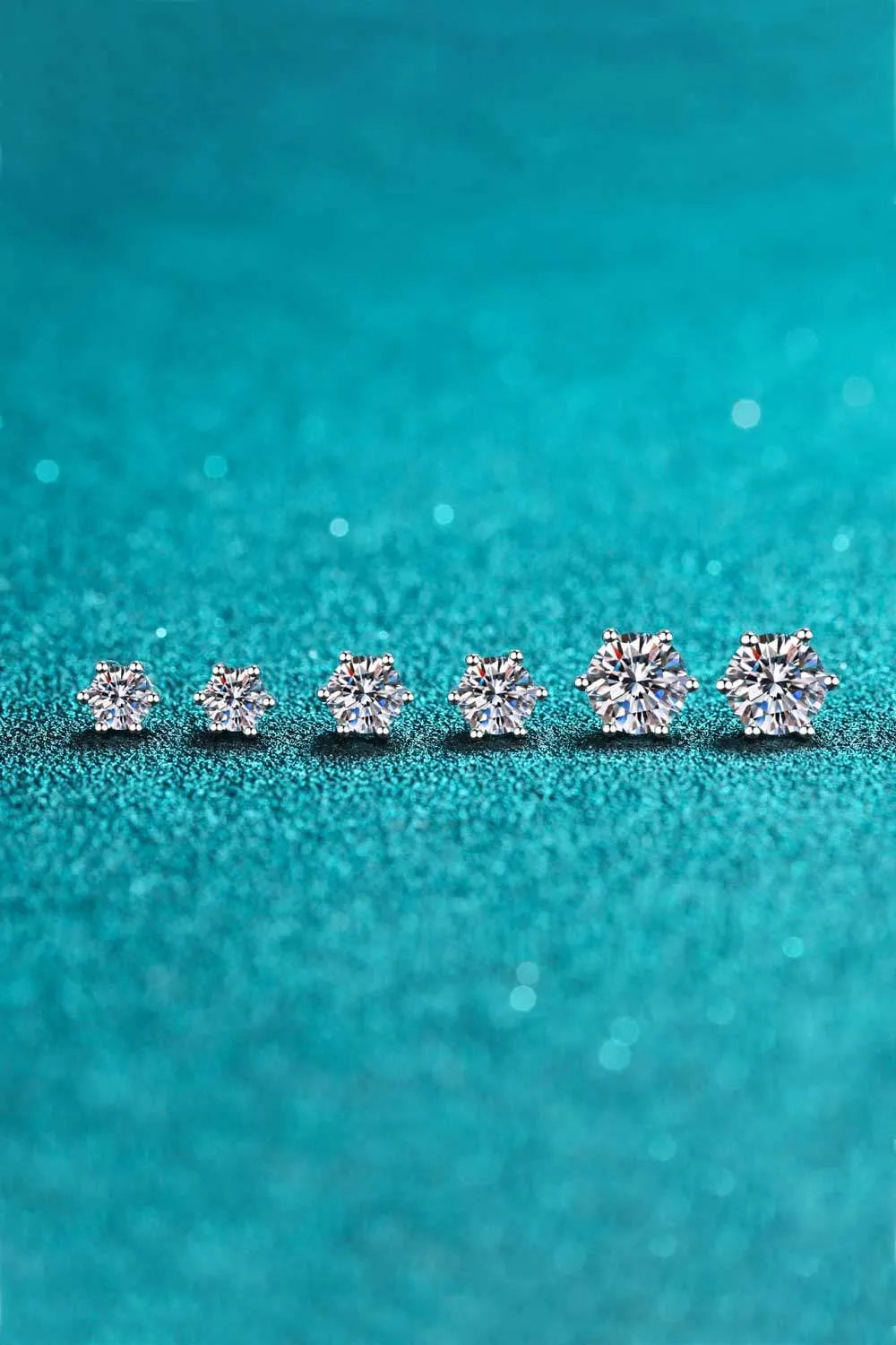 925 Sterling Silver 6-Prong 2 Carat Moissanite Stud Earrings Moissanite - Tophatter Daily Deals