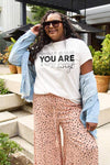 Simply Love Full Size YOU ARE ENOUGH Short Sleeve T-Shirt White Women's T-Shirts - Tophatter Daily Deals