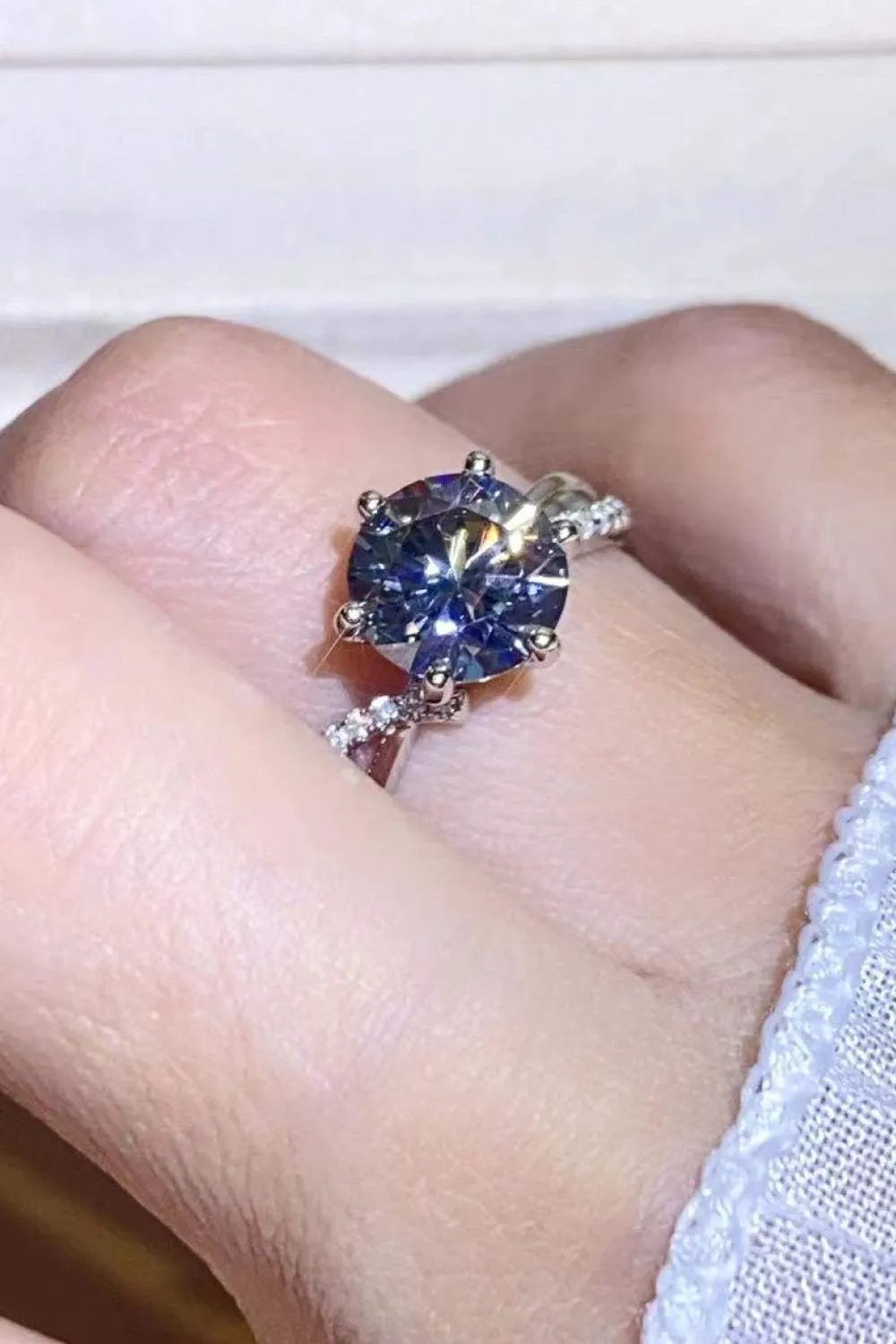 2 Carat Moissanite Ring in Smokey Gray Moissanite - Tophatter Daily Deals