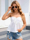 Drawstring Detail Strapless Peplum Top White Blouses - Tophatter Daily Deals