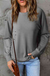 Distressed Long Raglan Sleeve Top Women's T-Shirts - Tophatter Daily Deals