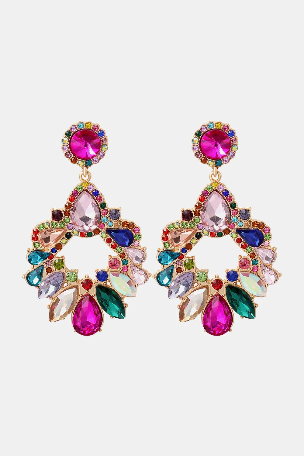 Zinc Alloy Frame Glass Stone Dangle Earrings Multicolor One Size Earrings - Tophatter Daily Deals