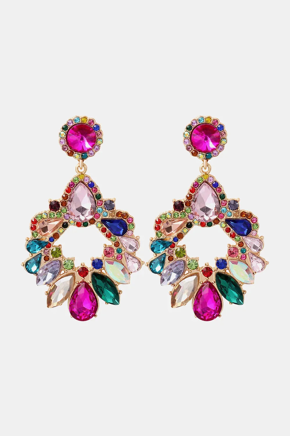 Zinc Alloy Frame Glass Stone Dangle Earrings Multicolor One Size Earrings - Tophatter Daily Deals