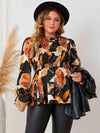 Plus Size Elastic Detail Long Sleeve Floral Babydoll Top Floral Blouses - Tophatter Daily Deals