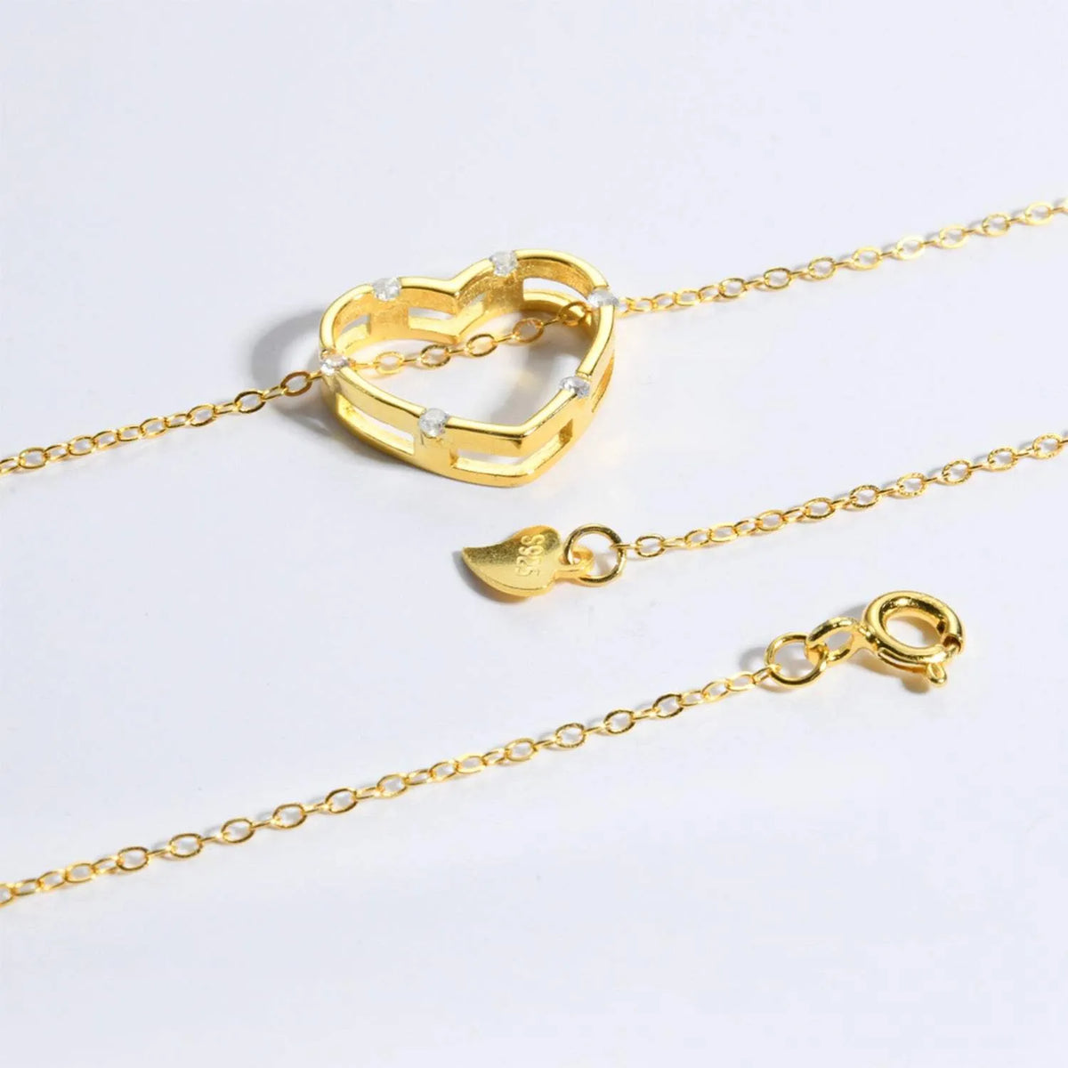 Heart Inlaid Zircon Spring Ring Closure Necklace Necklaces - Tophatter Daily Deals