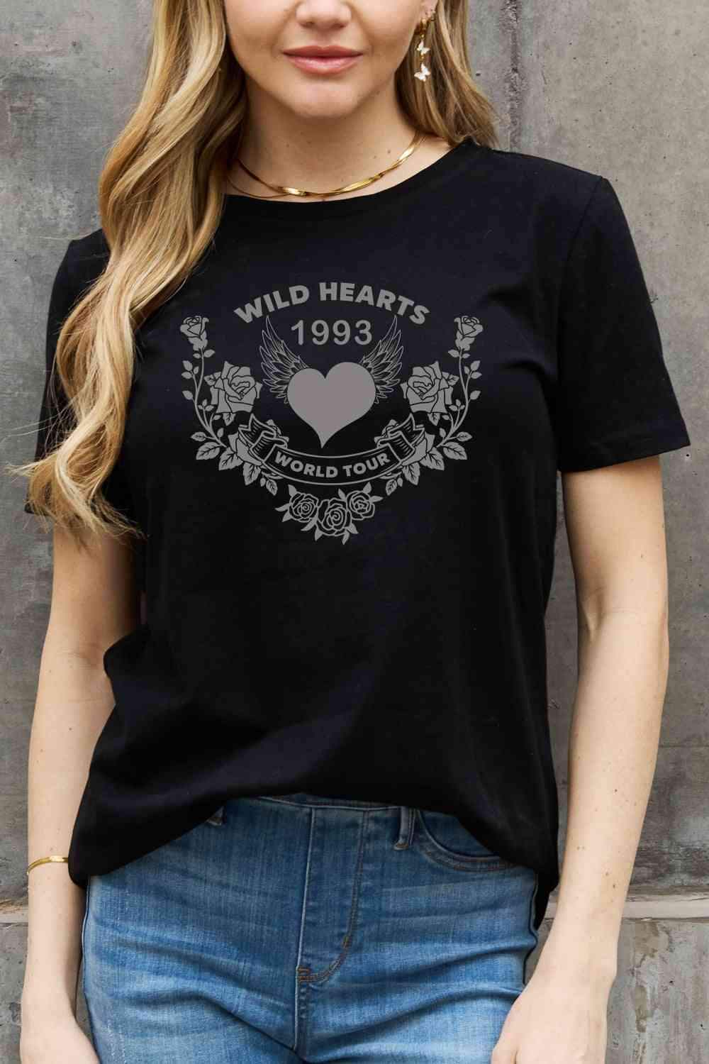 Simply Love Full Size WILD HEARTS 1993 WORLD TOUR Graphic Cotton Tee - Tophatter Daily Deals