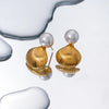 18K Gold-Plated Stainless Steel Shell Shape Earrings Gold One Size Earrings - Tophatter Daily Deals