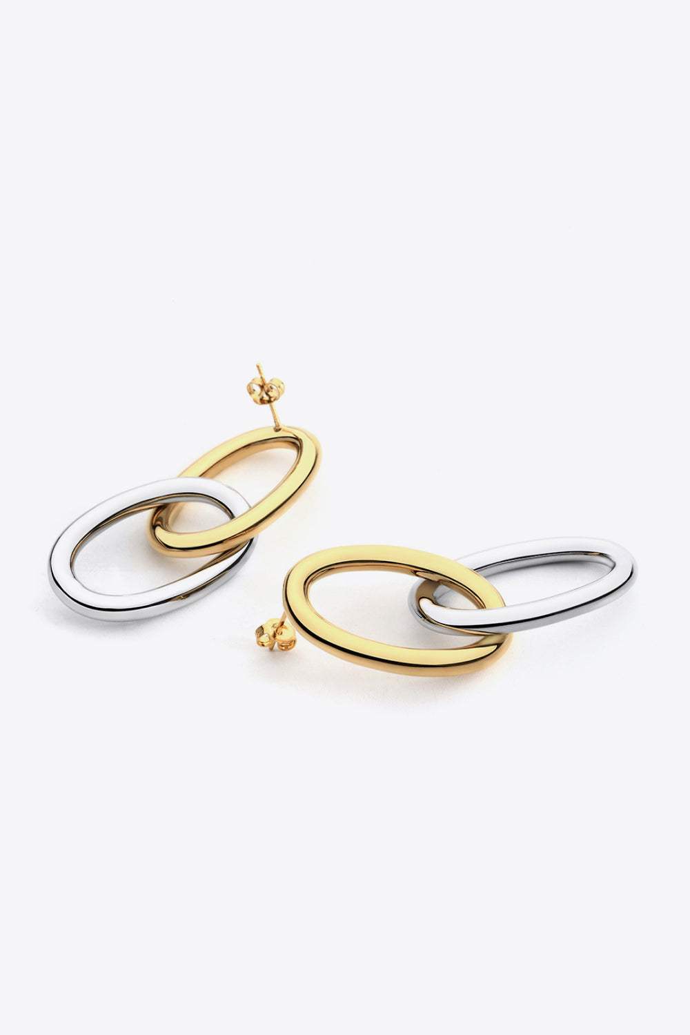 Two-Tone Double Hoop Earrings Earrings - Tophatter Daily Deals