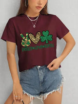 PEACE LOVE IRISH Round Neck Short Sleeve T-Shirt Women's T-Shirts - Tophatter Daily Deals