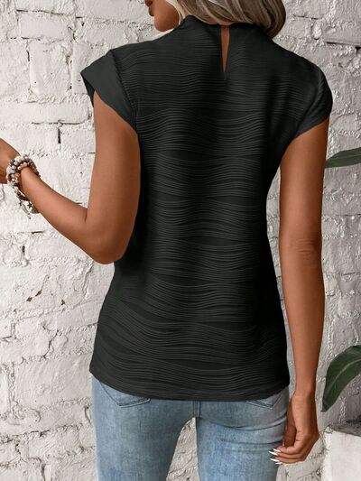 Mock Neck Cap Sleeve T-Shirt Women's T-Shirts - Tophatter Daily Deals