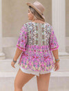 Plus Size Printed V-Neck Half Sleeve Blouse - Uncle Tophatter Offers Only The Best Deals And Didcounts