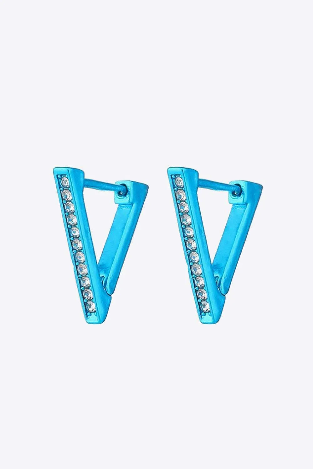 Rhinestone Triangle Copper Earrings Sky Blue One Size Earrings - Tophatter Daily Deals