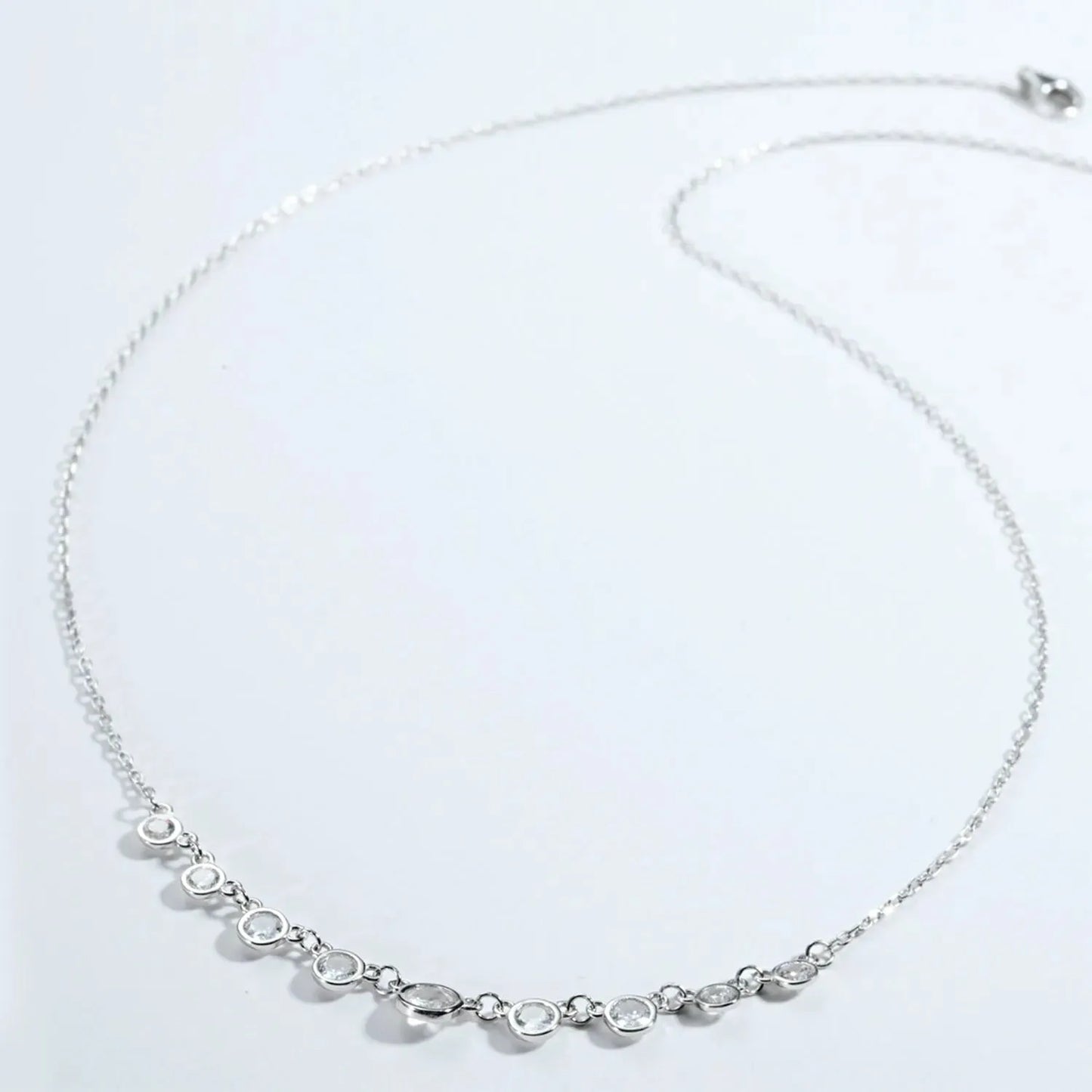 Inlaid Zircon 925 Sterling Silver Necklace Necklaces - Tophatter Daily Deals