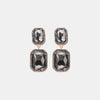 Geometrical Shape Glass Stone Dangle Earrings Charcoal One Size Earrings - Tophatter Daily Deals