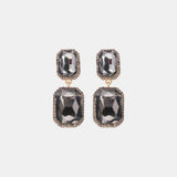 Geometrical Shape Glass Stone Dangle Earrings Charcoal One Size Earrings - Tophatter Daily Deals