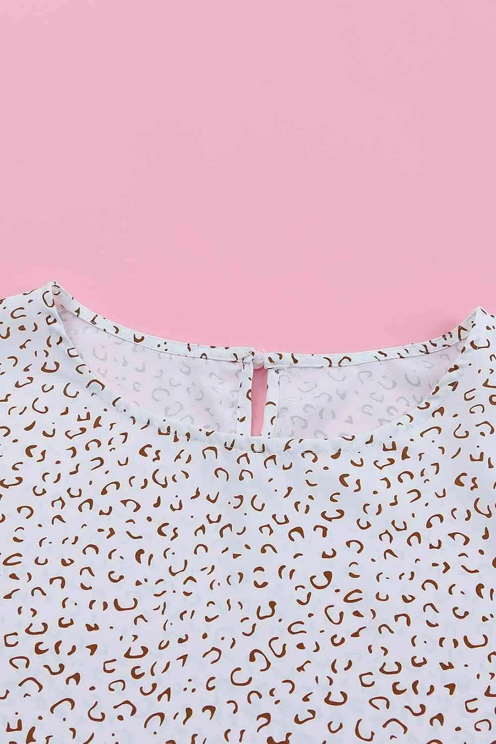 Leopard Round Neck Balloon Sleeve Blouse Blouses - Tophatter Daily Deals