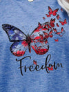 FREEDOM Butterfly Graphic Short Sleeve Tee Women's T-Shirts - Tophatter Daily Deals