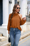 Asymmetrical Lantern Sleeve Waffle-Knit Blouse Blouses - Tophatter Daily Deals