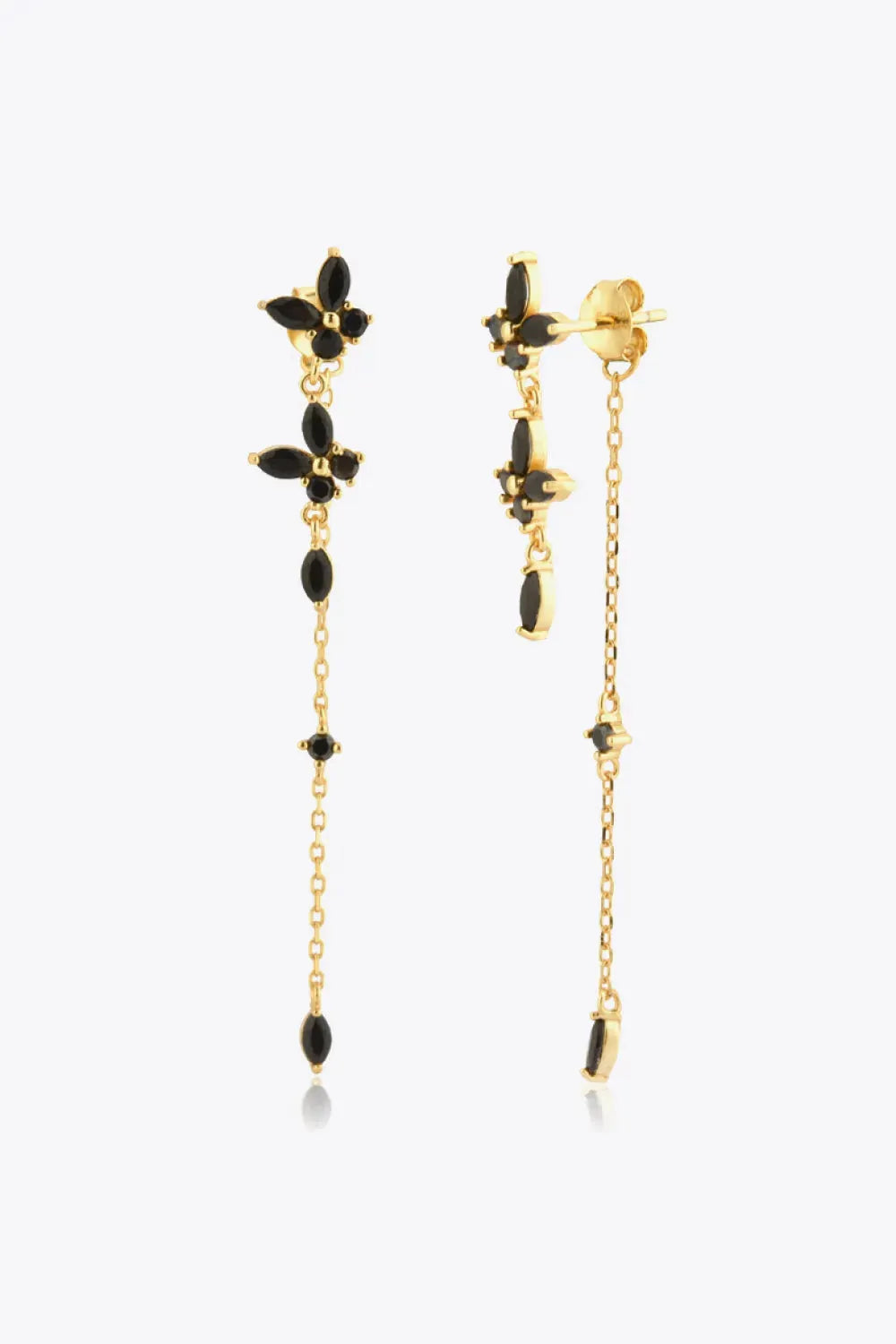 Inlaid Zircon 925 Sterling Silver Earrings Gold Black One Size Earrings - Tophatter Daily Deals