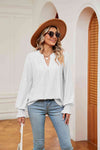 Notched Neck Flounce Sleeve Blouse Blouses - Tophatter Daily Deals