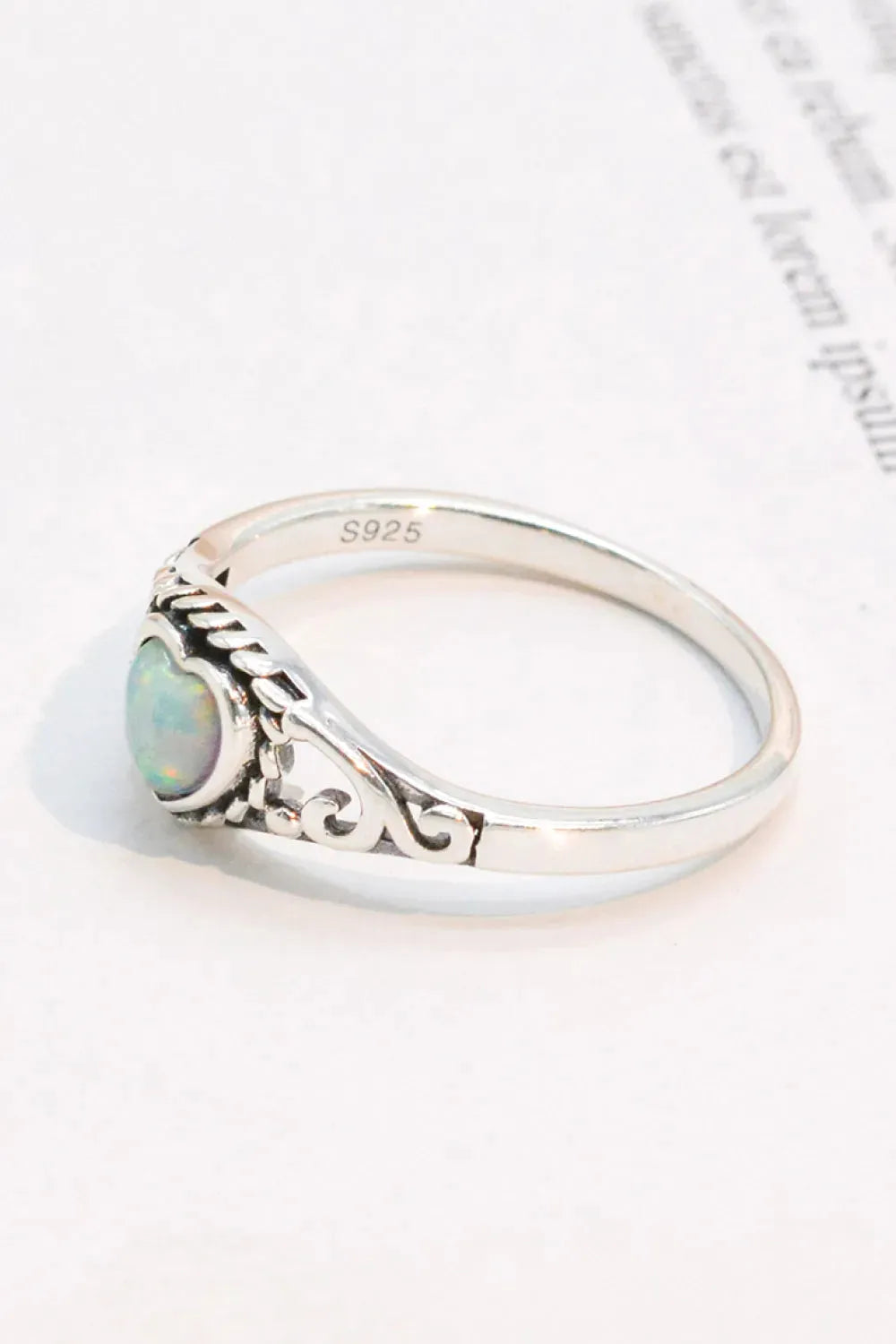 925 Sterling Silver Heart-Shape Opal Ring Opal - Tophatter Daily Deals