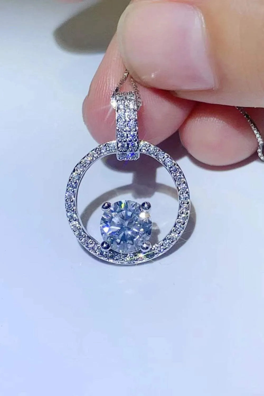 1 Carat Moissanite 925 Sterling Silver Necklace Moissanite - Tophatter Daily Deals