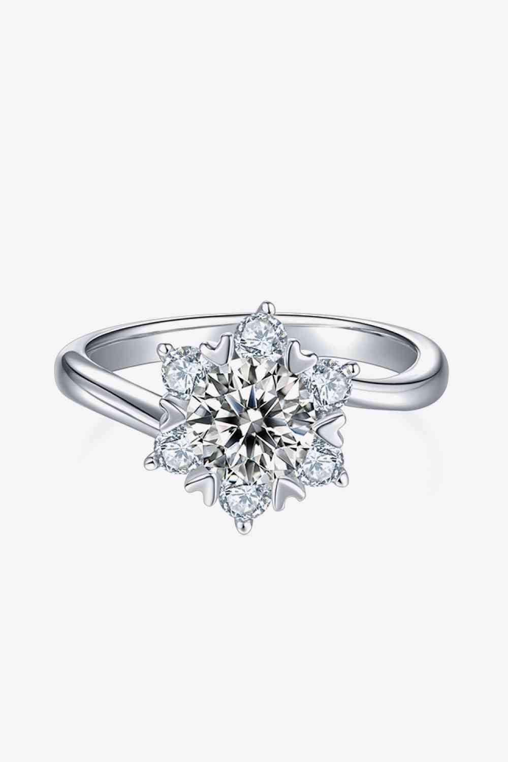 Adored 1 Carat Moissanite 925 Sterling Silver Cluster Ring Moissanite - Tophatter Daily Deals