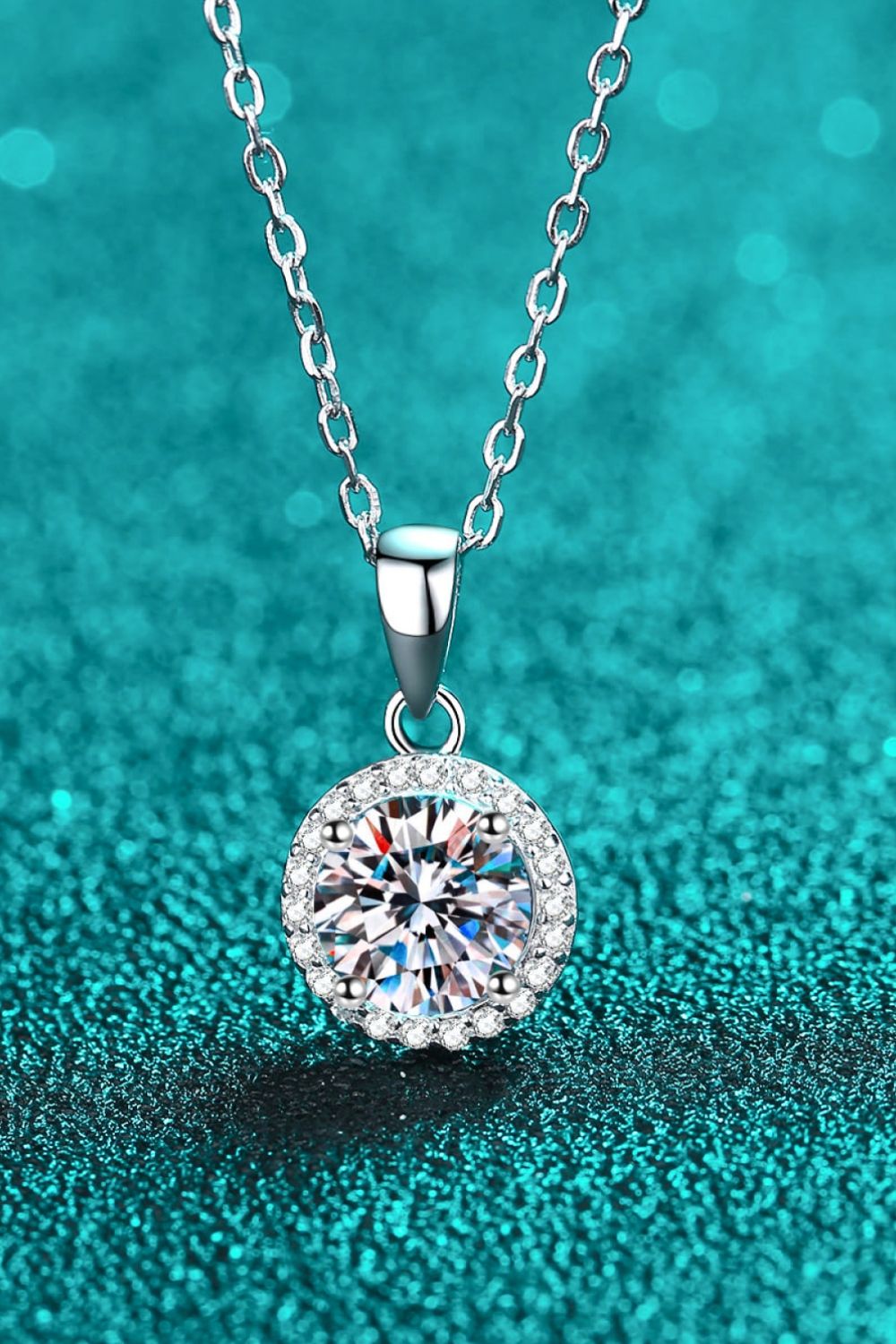 Adored Chance to Charm 1 Carat Moissanite Round Pendant Chain Necklace Moissanite - Tophatter Daily Deals