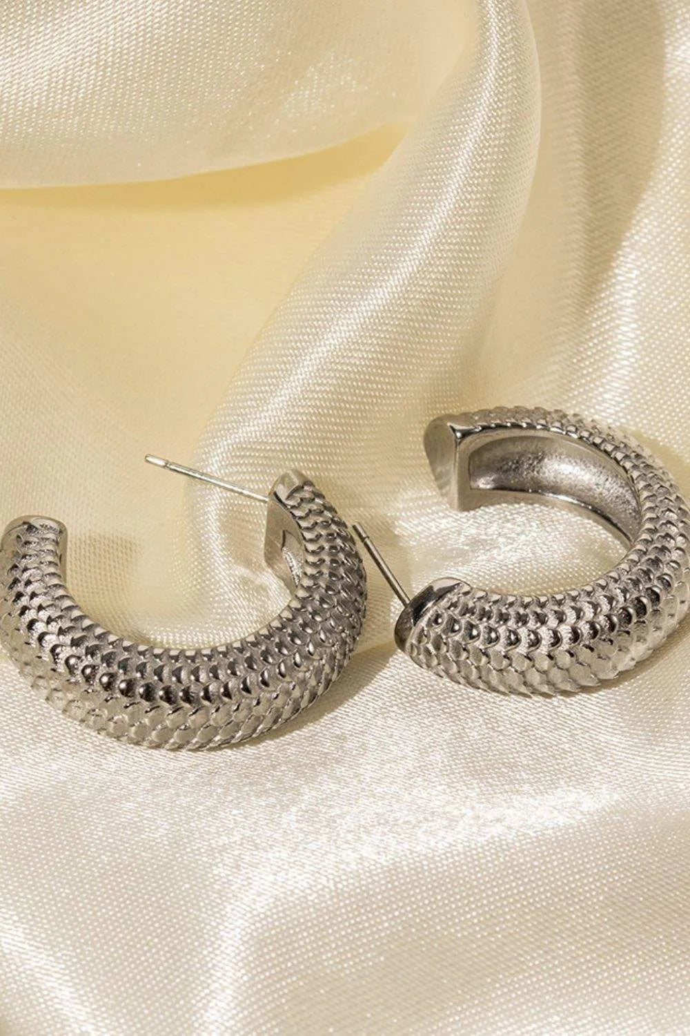 Stainless Steel Scale C-Hoop Earrings Earrings - Tophatter Daily Deals