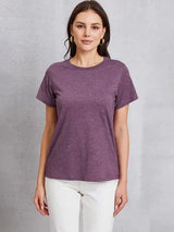 Round Neck Short Sleeve T-Shirt Women's T-Shirts - Tophatter Daily Deals
