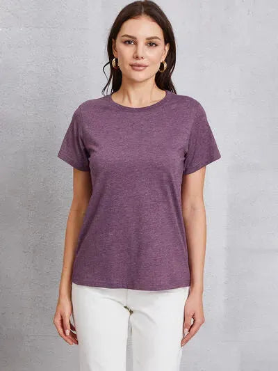 Round Neck Short Sleeve T-Shirt Women's T-Shirts - Tophatter Daily Deals