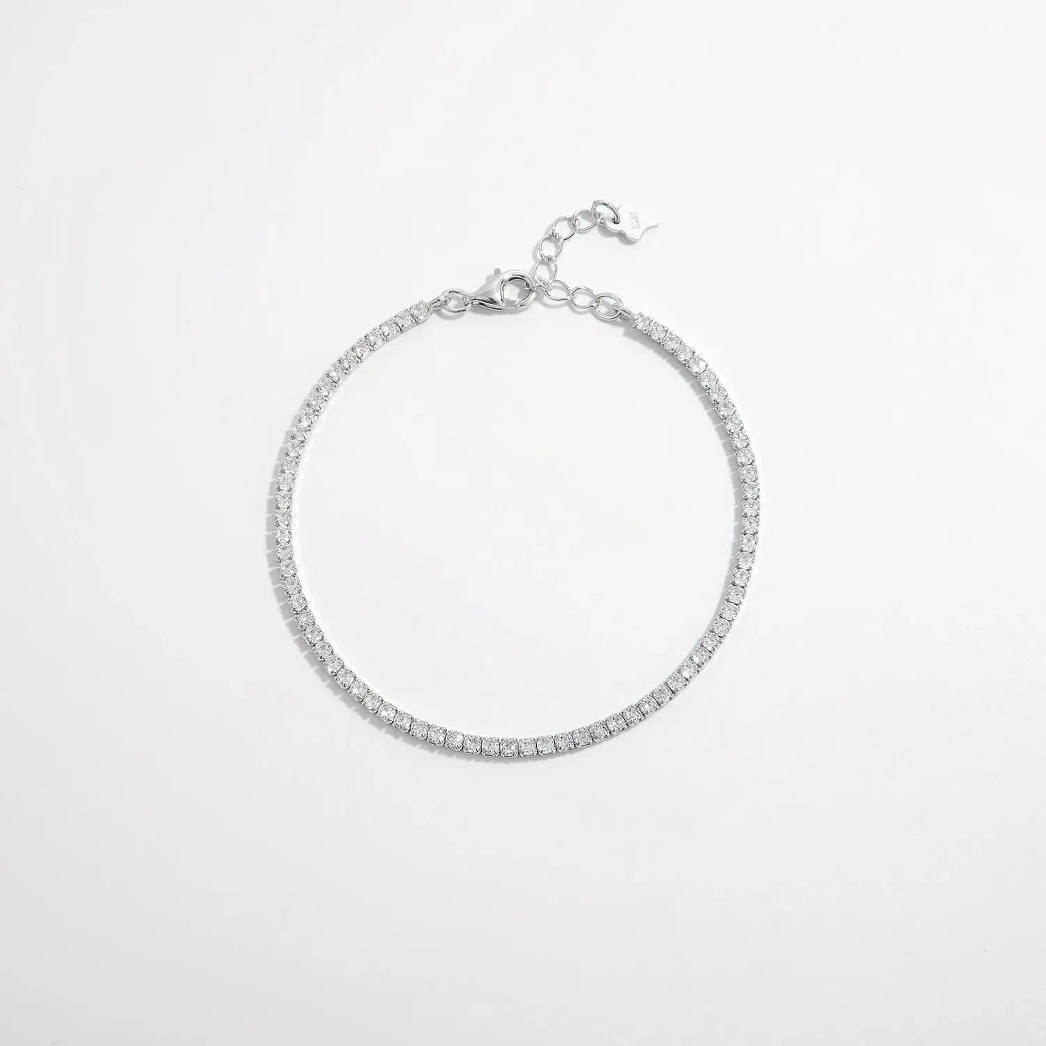 925 Sterling Silver Inlaid Zircon Bracelet Silver One Size Bracelets - Tophatter Daily Deals