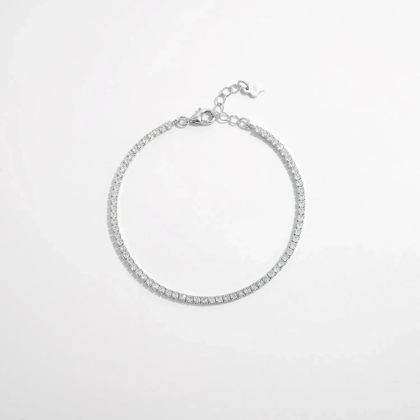 925 Sterling Silver Inlaid Zircon Bracelet Silver One Size Bracelets - Tophatter Daily Deals