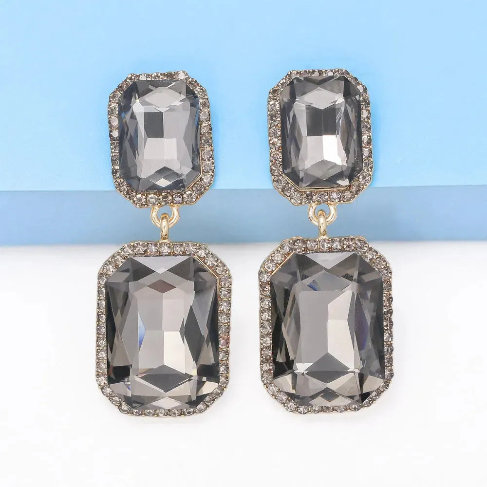 Geometrical Shape Glass Stone Dangle Earrings Earrings - Tophatter Daily Deals