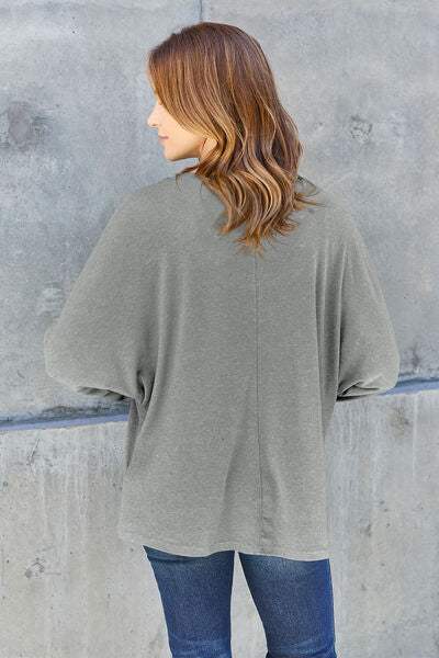 Double Take Full Size Round Neck Long Sleeve T-Shirt Women's T-Shirts - Tophatter Daily Deals