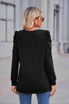 Heathered Puff Sleeve Round Neck Tunic Top Women's T-Shirts - Tophatter Daily Deals