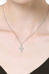 925 Sterling Silver Cross Moissanite Pendant Necklace Silver One Size Moissanite - Tophatter Daily Deals