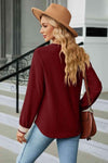 V-Neck Long Sleeve Blouse Blouses - Tophatter Daily Deals