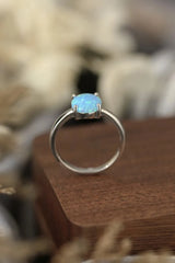 925 Sterling Silver Opal Solitaire Ring Opal - Tophatter Daily Deals