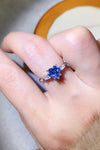 1 Carat Moissanite Heart-Shaped Platinum-Plated Ring in Blue Blue Moissanite - Tophatter Daily Deals