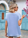 V-Neck Cuffed Blouse Blouses - Tophatter Daily Deals